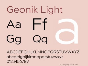 Geonik Light Version 1.000;hotconv 1.0.109;makeotfexe 2.5.65596图片样张