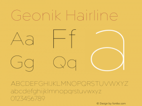 Geonik Hairline Version 1.000;hotconv 1.0.109;makeotfexe 2.5.65596图片样张