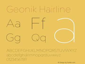 Geonik Hairline Version 1.000;hotconv 1.0.109;makeotfexe 2.5.65596图片样张