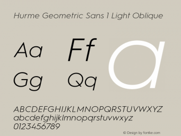 HurmeGeometricSans1 LightObl Version 2.001图片样张