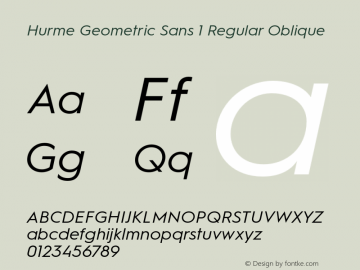 HurmeGeometricSans1 RegularObl Version 2.001图片样张