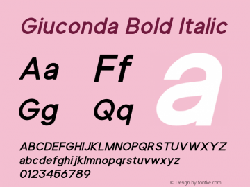 Giuconda Bold Italic Version 1.00;July 9, 2021;FontCreator 12.0.0.2567 64-bit图片样张