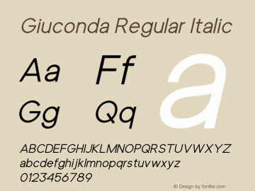 Giuconda Regular Italic Version 1.00;July 9, 2021;FontCreator 12.0.0.2567 64-bit图片样张