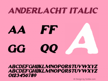 Anderlacht Italic Version 1.00;July 10, 2021;FontCreator 12.0.0.2525 64-bit图片样张