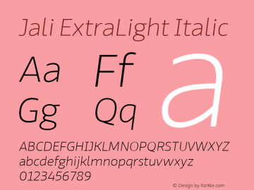 Jali ExtraLight Italic Version 1.001图片样张