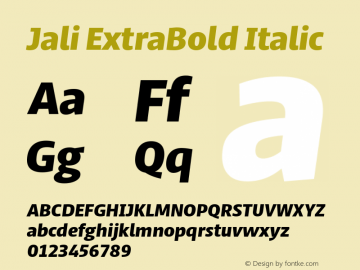 Jali ExtraBold Italic Version 1.001图片样张