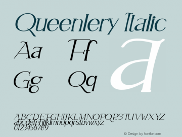 Queenlery-Italic Version 1.00;July 4, 2021;FontCreator 13.0.0.2683 32-bit图片样张