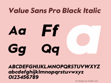 Value Sans Pro Black Italic Version 2.003图片样张