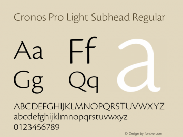 Cronos Pro Light Subhead Regular OTF 1.008;PS 001.000;Core 1.0.31;makeotf.lib1.4.1585图片样张