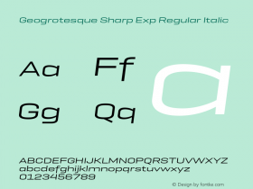 Geogrotesque Sharp Exp Rg Italic Version 1.000;hotconv 1.0.109;makeotfexe 2.5.65596图片样张