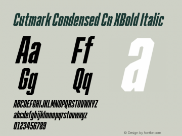 Cutmark Condensed Cn XBold Italic Version 1.000图片样张