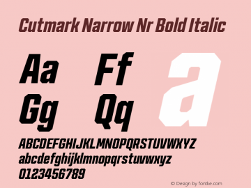 Cutmark Narrow Nr Bold Italic Version 1.000图片样张
