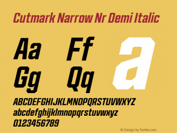 Cutmark Narrow Nr Demi Italic Version 1.000图片样张