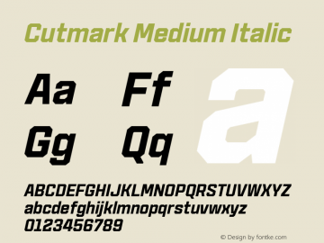 Cutmark Medium Italic Version 1.000图片样张