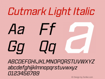 Cutmark Light Italic Version 1.000图片样张