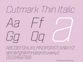 Cutmark Thin Italic Version 1.000图片样张