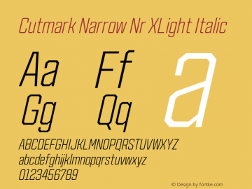 Cutmark Narrow Nr XLight Italic Version 1.000图片样张