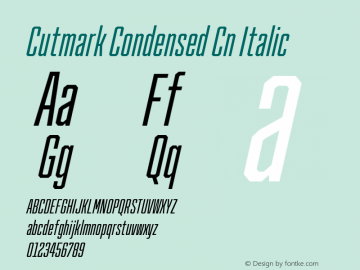 Cutmark Condensed Cn Italic Version 1.000图片样张
