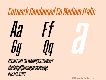 Cutmark Condensed Cn Medium Italic Version 1.000图片样张