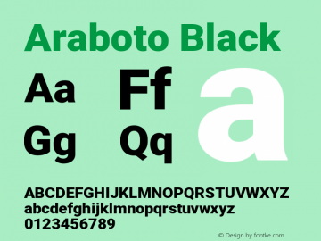 Araboto Black Version 1.00;April 17, 2020;FontCreator 13.0.0.2627 32-bit图片样张