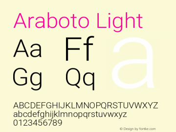 Araboto Light Version 1.00;April 17, 2020;FontCreator 13.0.0.2627 32-bit图片样张