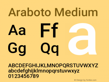 Araboto Medium Version 1.00;April 17, 2020;FontCreator 13.0.0.2627 32-bit图片样张