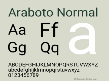 Araboto Normal Version 1.00;April 17, 2020;FontCreator 13.0.0.2627 32-bit图片样张