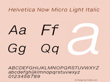 Helvetica Now Micro Lt It Version 1.20图片样张