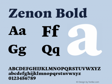 Zenon Bold Version 2.000;PS 1.0;hotconv 1.0.86;makeotf.lib2.5.63406图片样张