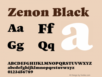 Zenon Black Version 2.000;PS 1.0;hotconv 1.0.86;makeotf.lib2.5.63406图片样张