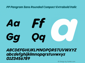 PP Pangram Sans Rounded Compact Extrabold Italic Version 1.100 | FøM fixed图片样张