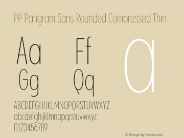 PP Pangram Sans Rounded Compressed Thin Version 1.100 | FøM fixed图片样张