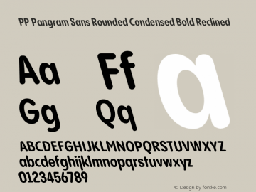 PP Pangram Sans Rounded Condensed Bold Reclined Version 1.100 | FøM fixed图片样张