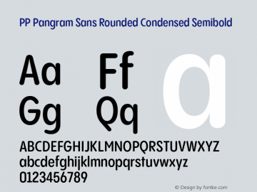 PP Pangram Sans Rounded Condensed Semibold Version 1.100 | FøM fixed图片样张