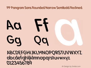 PP Pangram Sans Rounded Narrow Semibold Reclined Version 1.100 | FøM fixed图片样张