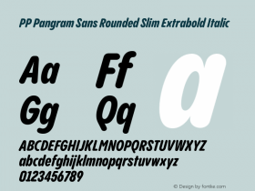 PP Pangram Sans Rounded Slim Extrabold Italic Version 1.100 | FøM fixed图片样张