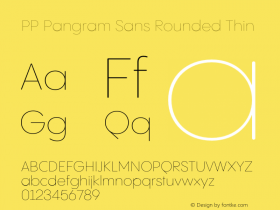 PP Pangram Sans Rounded Thin Version 1.100 | FøM fixed图片样张