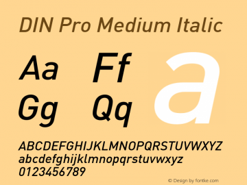 DIN Pro Medium Italic Version 7.601, build 1030, FoPs, FL 5.04图片样张