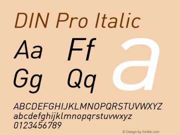 DIN Pro Italic Version 7.601, build 1030, FoPs, FL 5.04图片样张