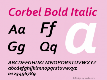 Corbel Bold Italic Version 5.01a图片样张
