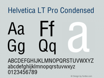 Helvetica LT Pro Condensed Version 1.00 Build 1000图片样张