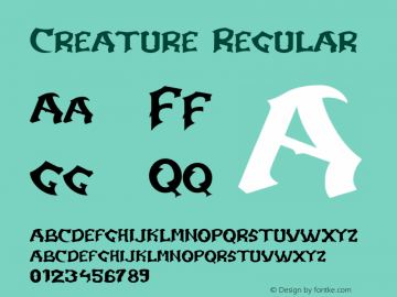 Creature-Regular Version 1.001;Fontself Maker 3.5.4图片样张