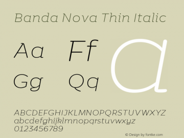 Banda Nova Thin Italic Version 1.000图片样张