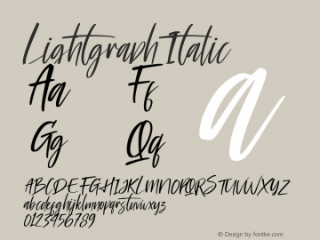 Lightgraph Italic Version 1.00;July 16, 2021;FontCreator 13.0.0.2683 64-bit图片样张