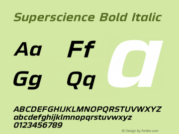 Superscience-BoldItalic Version 1.000图片样张