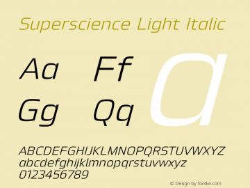 Superscience-LightItalic Version 1.000图片样张