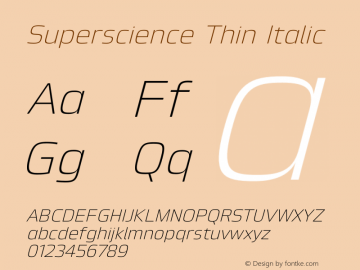 Superscience-ThinItalic Version 1.000图片样张