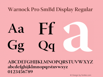 Warnock Pro SmBd Display Regular OTF 1.009;PS 001.000;Core 1.0.26;makeotf.lib(1.11)图片样张