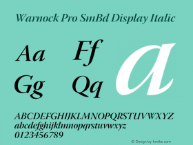 Warnock Pro SmBd Display Italic OTF 1.010;PS 001.000;Core 1.0.27;makeotf.lib(1.11) Font Sample