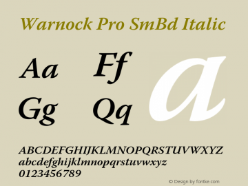 Warnock Pro SmBd Italic OTF 1.010;PS 001.000;Core 1.0.27;makeotf.lib(1.11) Font Sample